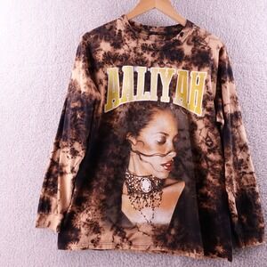 Aaliyah Graphic Tie Dye Long Sleeve T Shirt Womens Large Y2K Stretch